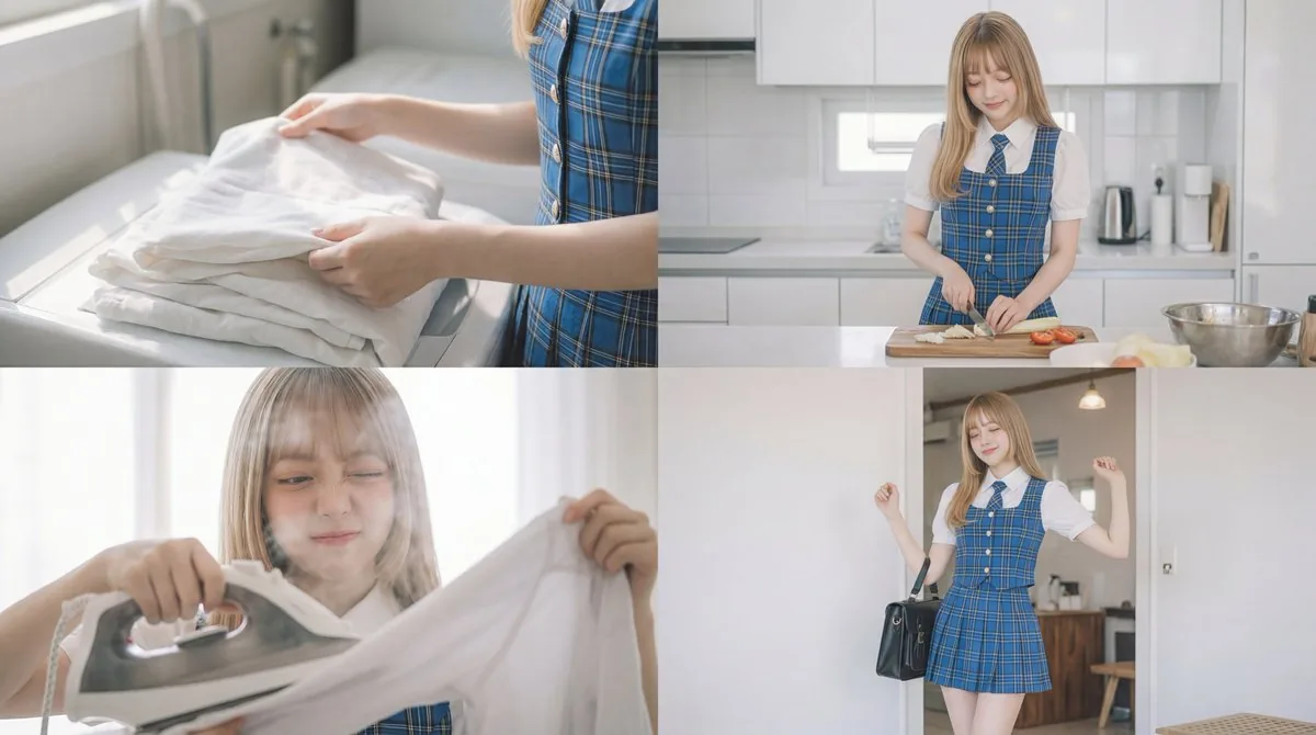 Cinematic Scene Prompt for Woman Doing Chores reference
