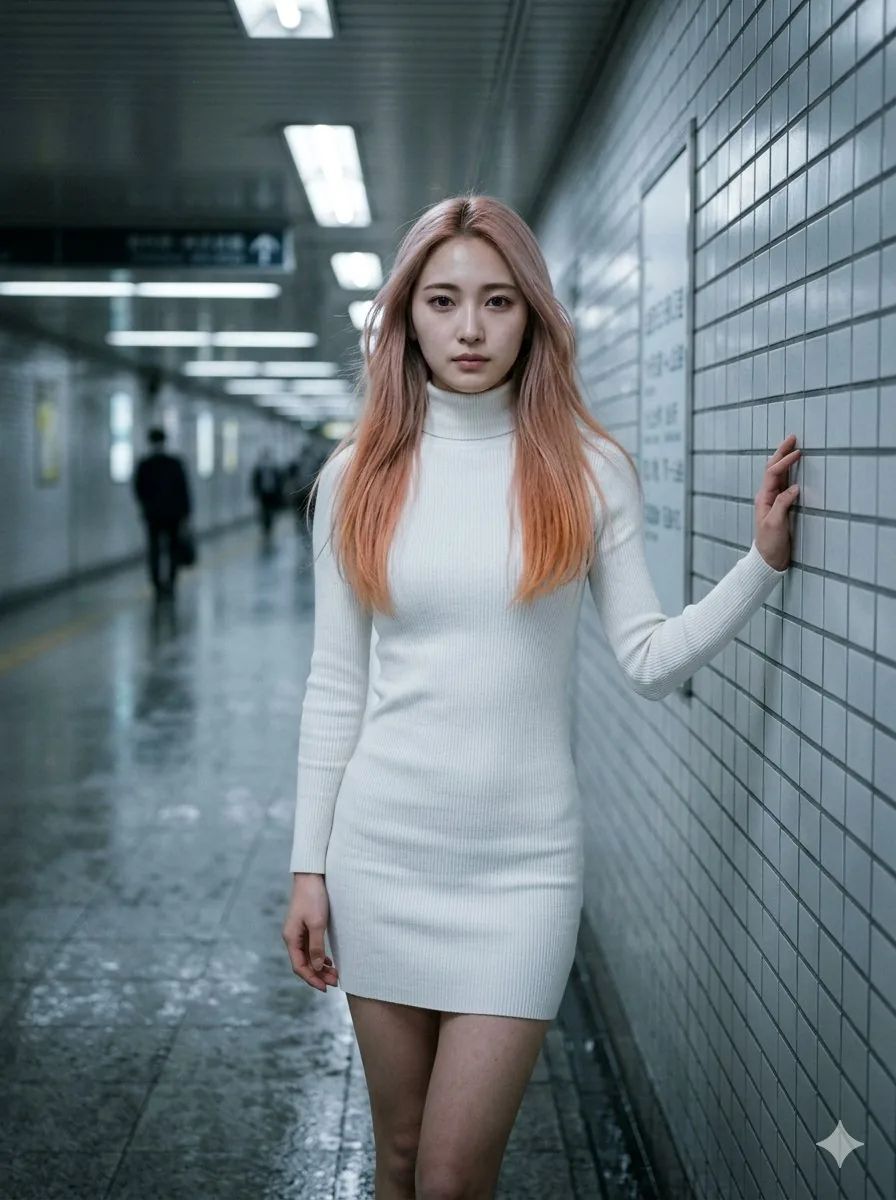 Subway Corridor Fashion Portrait reference