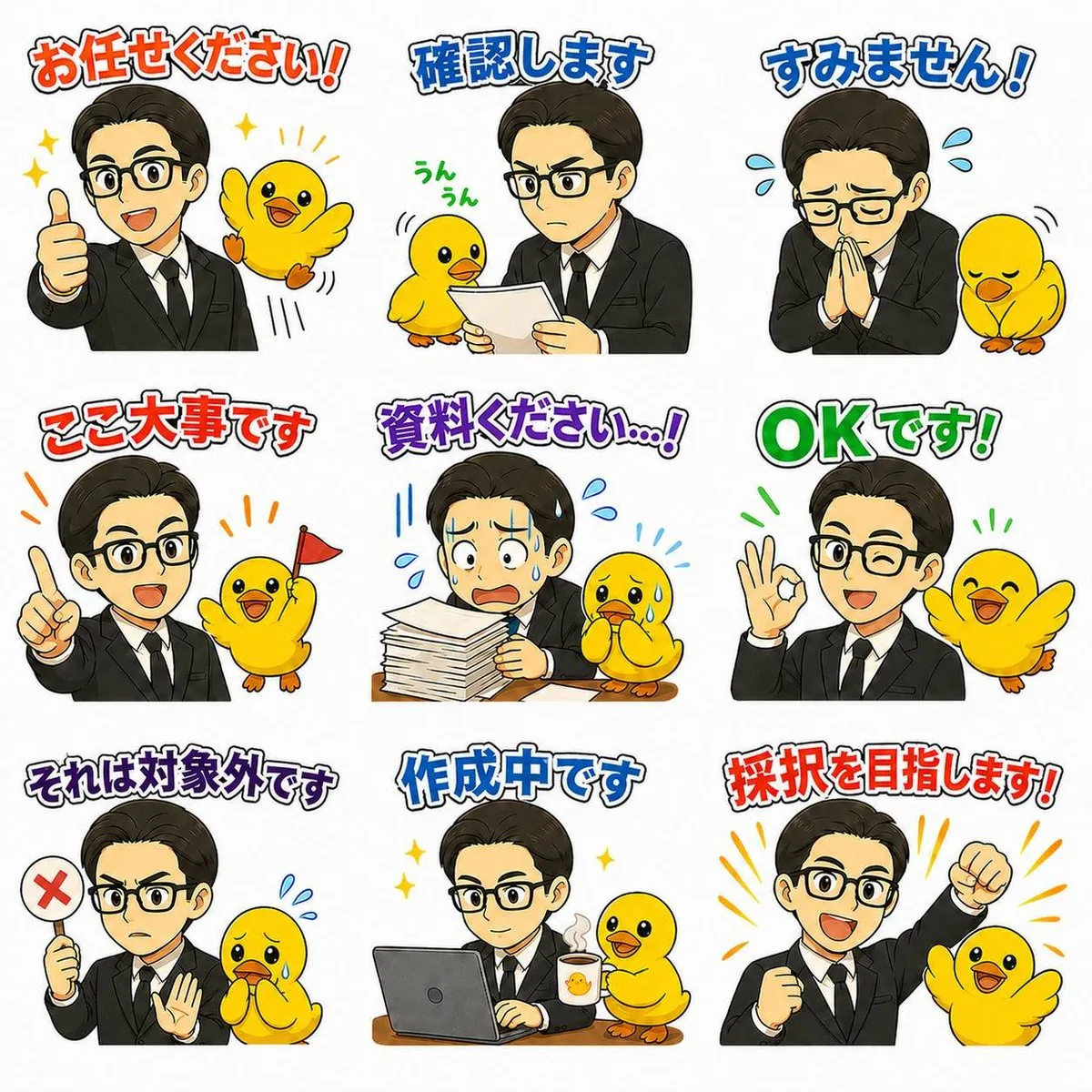 Japanese Office LINE Sticker Sheet reference