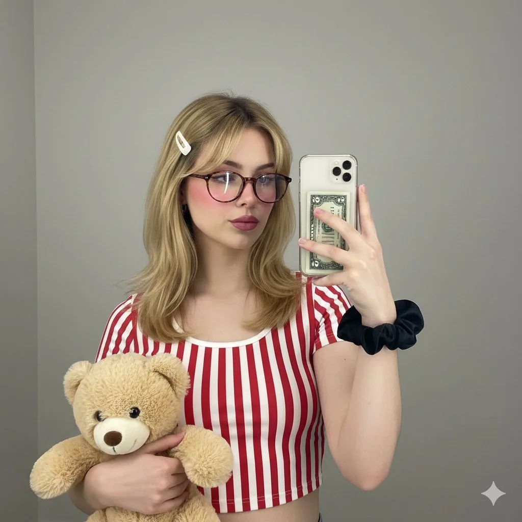 Coquette Aesthetic Mirror Selfie - Nano Banana Pro AI Prompt for Social Media Post reference