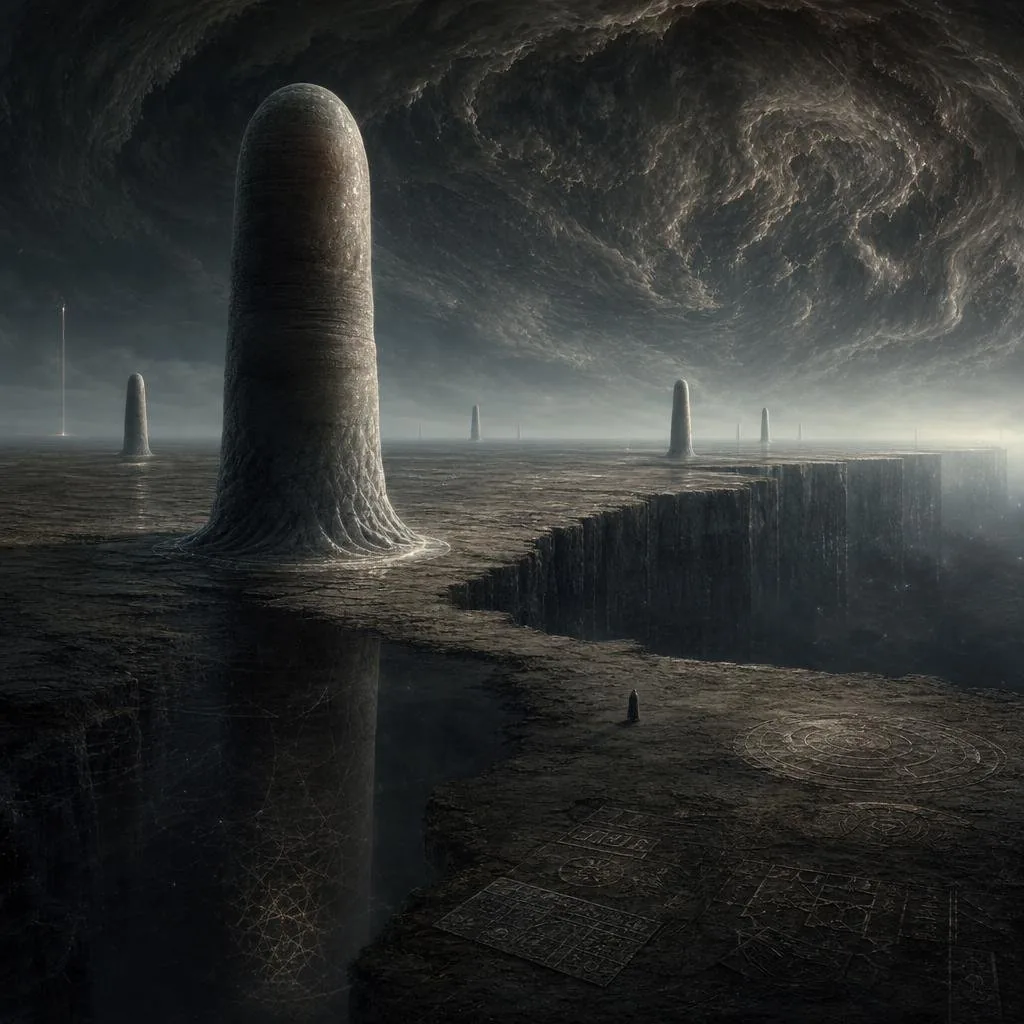 Cosmic Horror Monolith Landscape reference