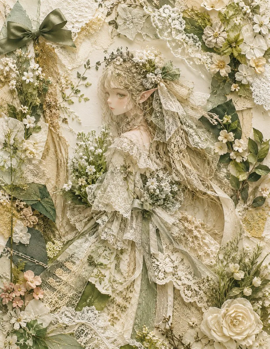 Textile Collage Elf Maiden reference