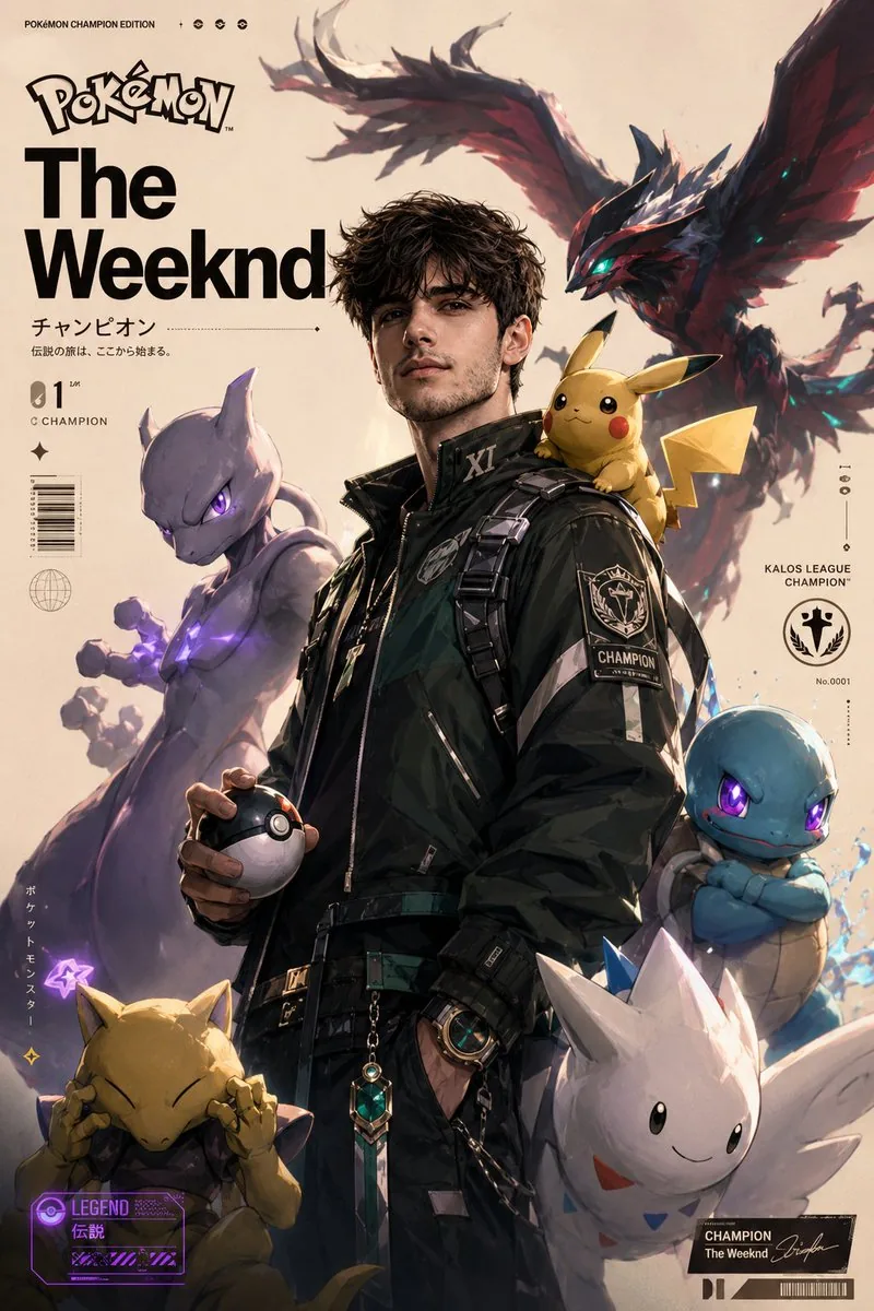 Cinematic Pokemon Champion Poster reference