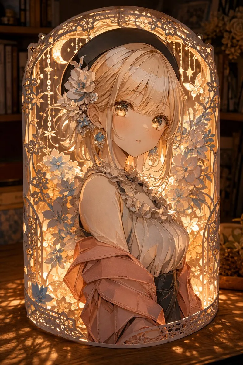 Anime Kirigami Lantern Girl reference
