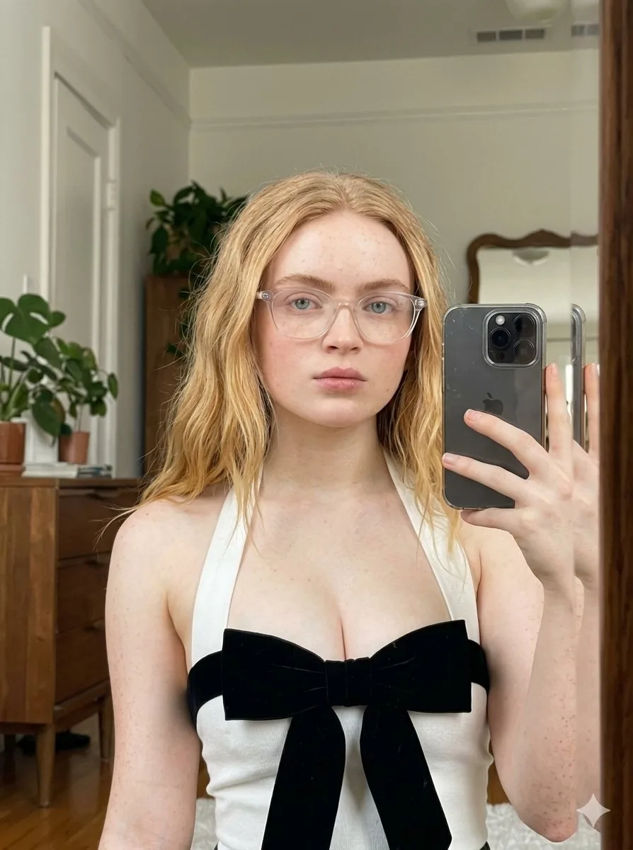 Elegant Monochromatic Mirror Selfie - Nano Banana Pro AI Prompt for Social Media Post reference