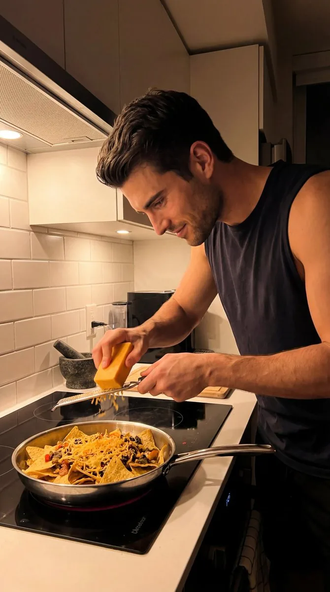 Candid Kitchen Cooking Scene JSON Prompt - Nano Banana Pro AI Prompt for Social Media Post reference