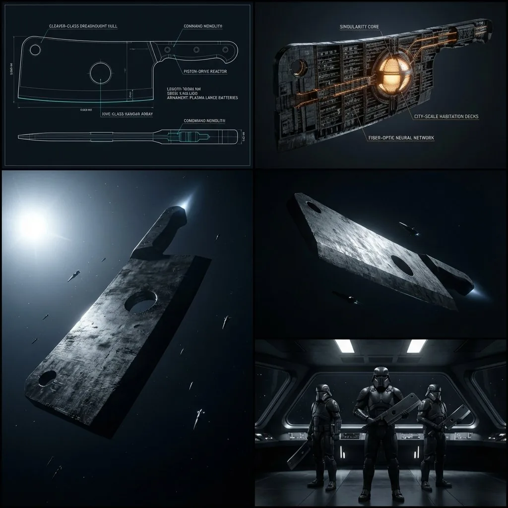 Kitchen Utensil to Interstellar Warship Transformation - Nano Banana Pro AI Prompt for Game Asset reference