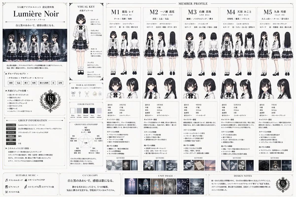 Idol Unit Concept Reference Sheet reference