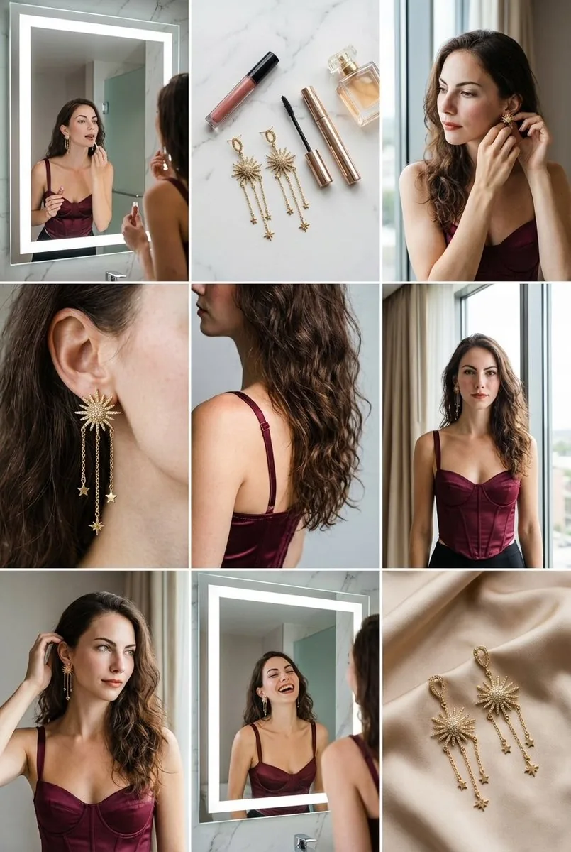 9-Panel Collage of Fashion and Cosmetics - Nano Banana Pro AI Prompt for Social Media Post reference