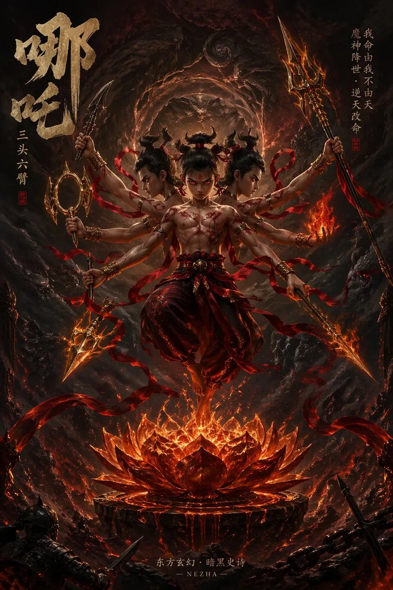 Epic Fantasy Novel Cover for Nezha reference