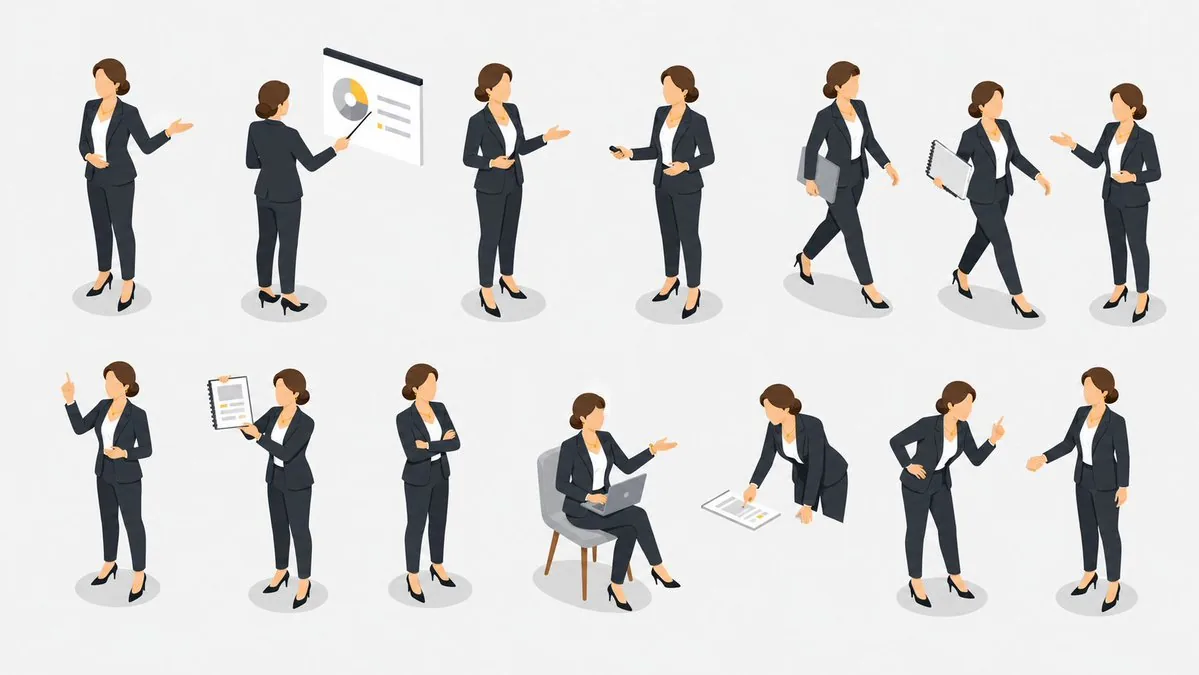 Isometric Business Presenter Pose Set reference