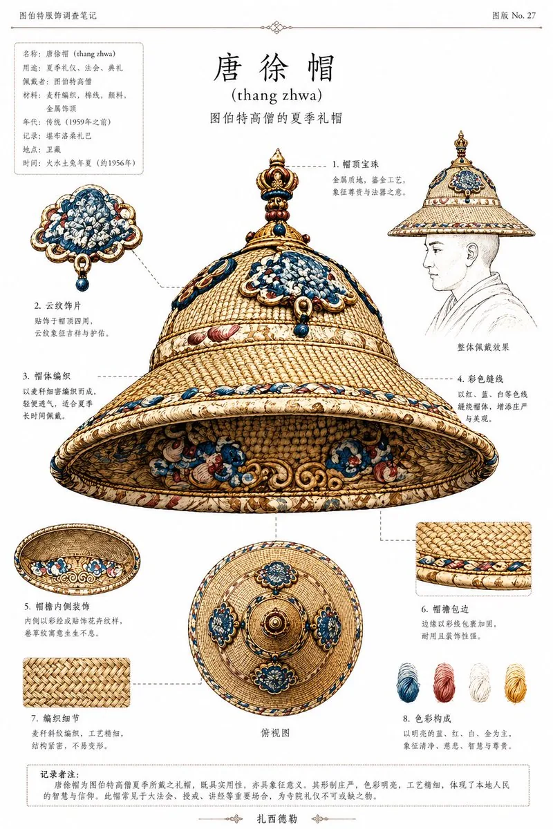 Ethnographic Plate for Tibetan Ceremonial Hat reference
