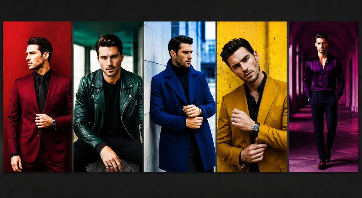 Five-Panel Luxury Menswear Collage reference