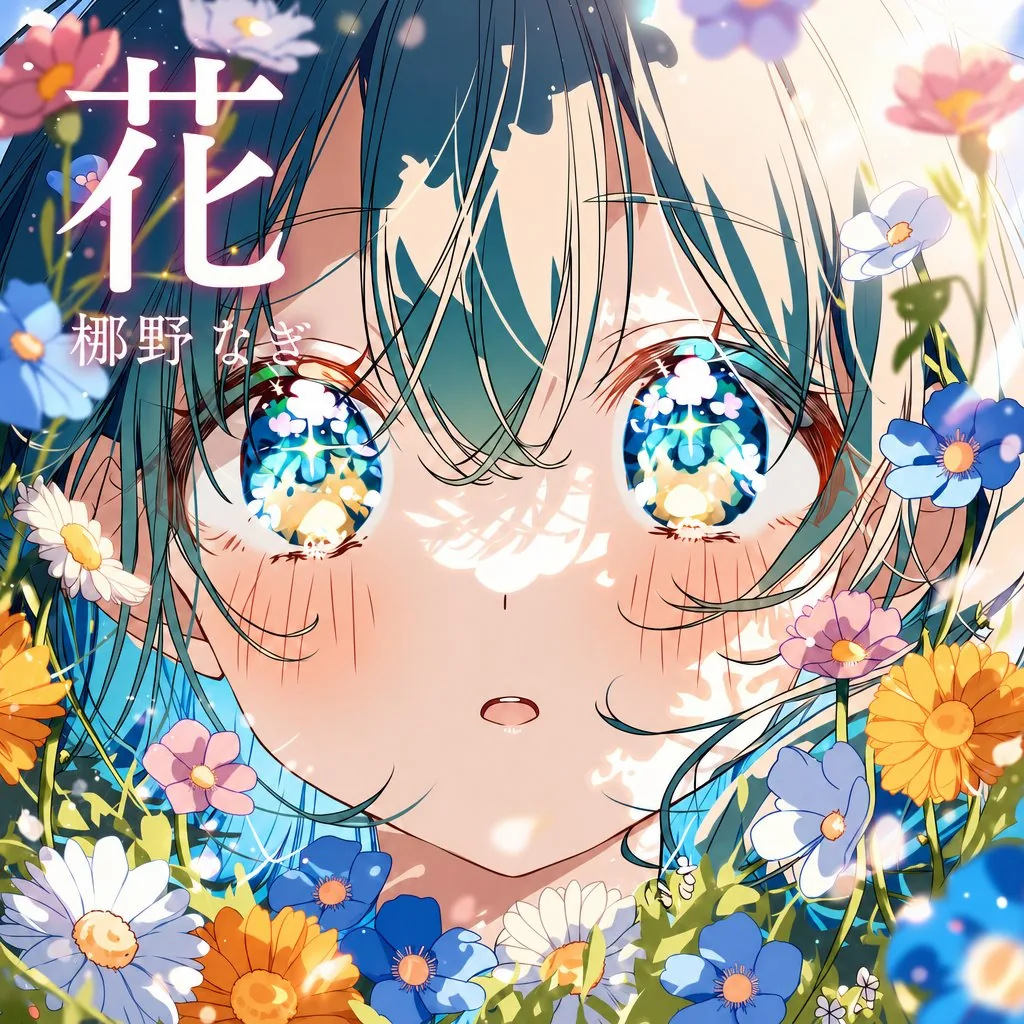 Flower-Framed Anime Cover Portrait reference