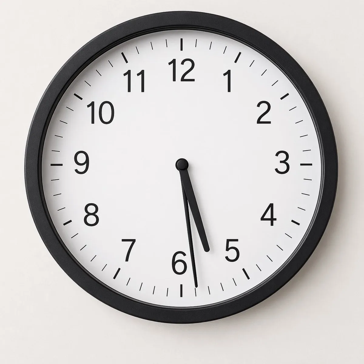 Minimal Analog Wall Clock at 05:29 reference
