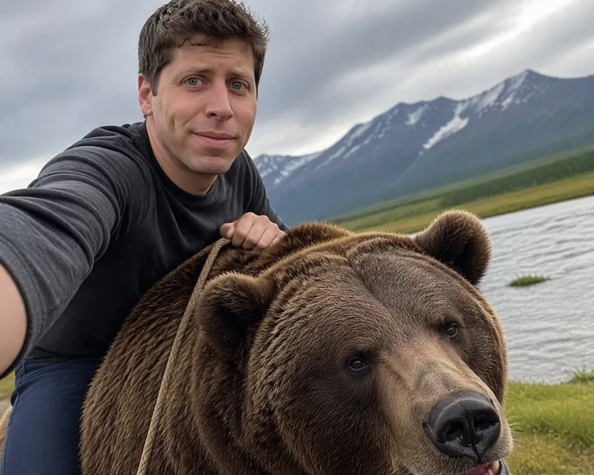Sam Altman Riding a Bear reference
