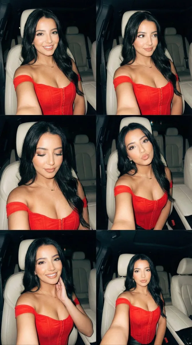6-frame car selfie contact sheet with phone flash - Nano Banana Pro AI Prompt for Social Media Post reference