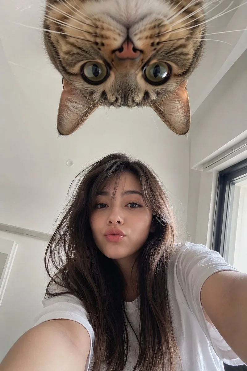 Identity Reference Selfie with Cat reference