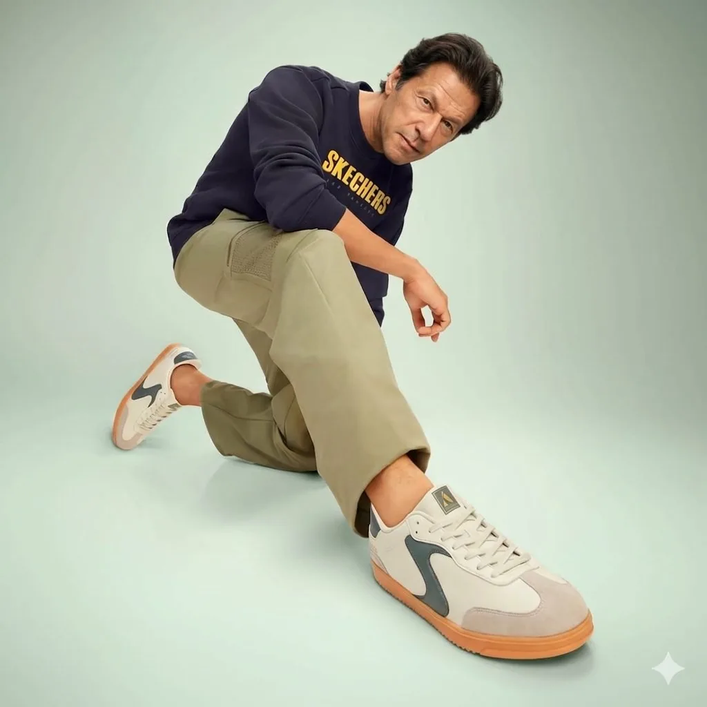 Photorealistic Studio Portrait of Shah Rukh Khan in Skechers reference