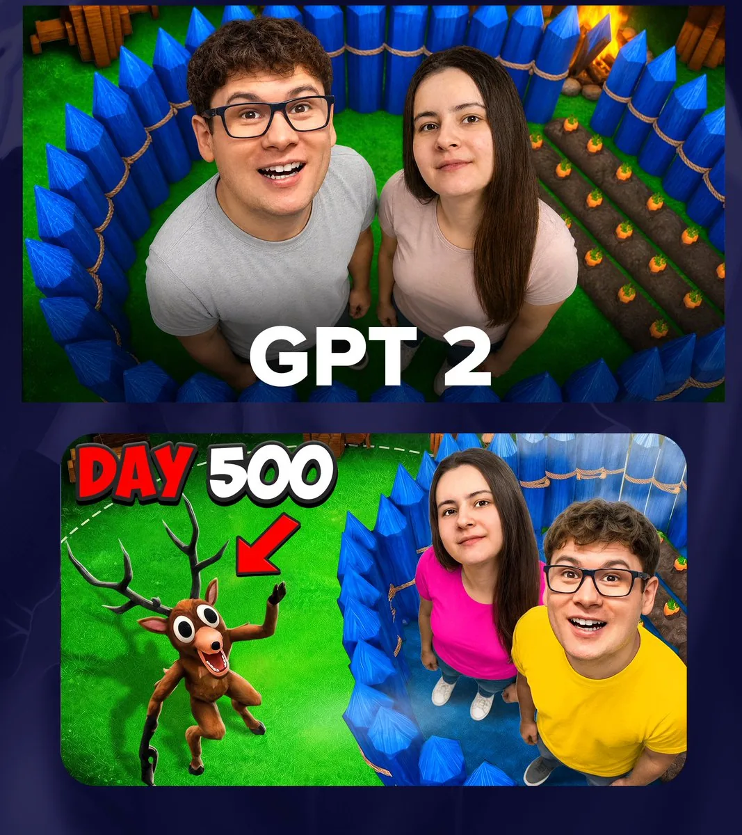 GPT 2 Day 500 Gaming Thumbnail reference