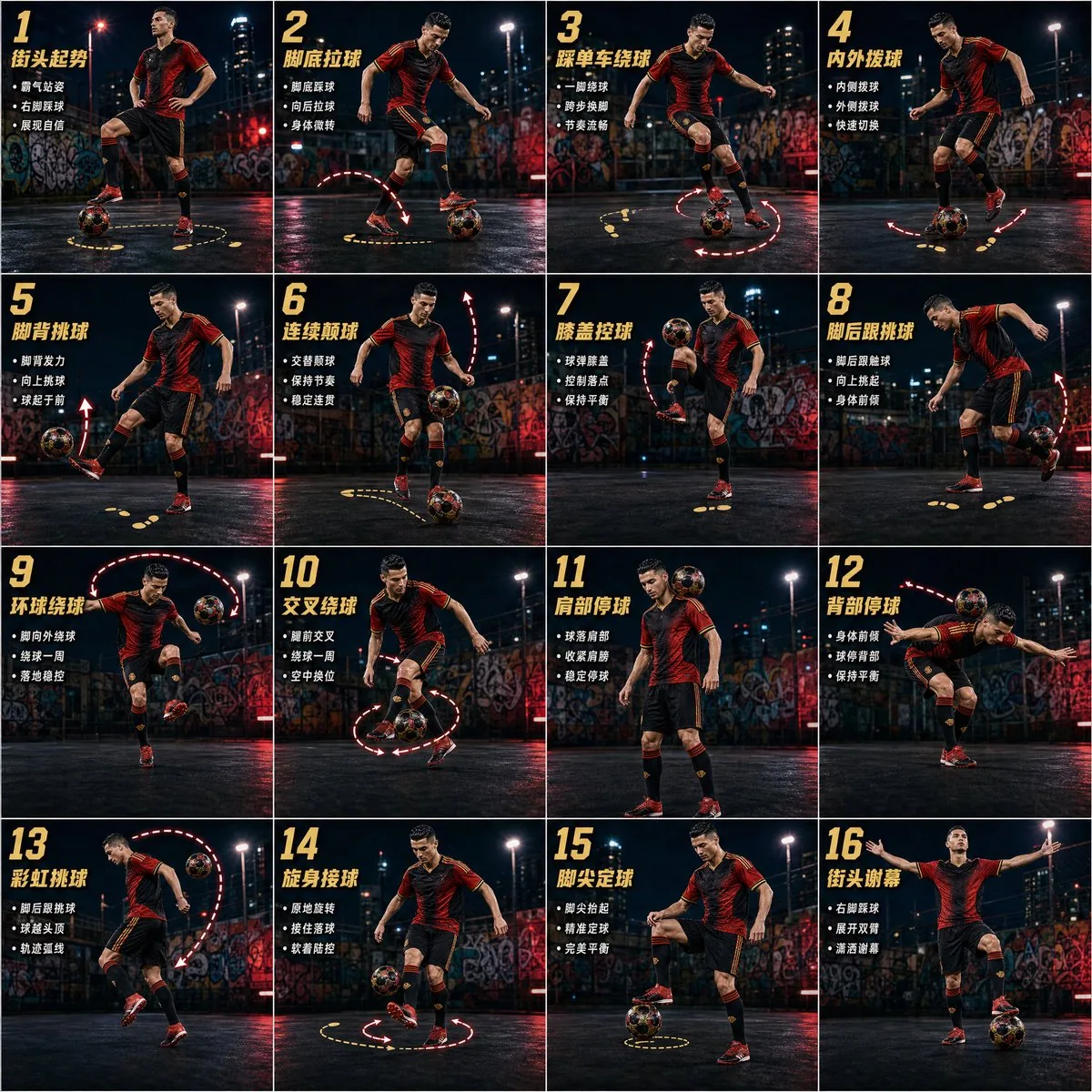 Freestyle Football 16-Step Action Poster reference