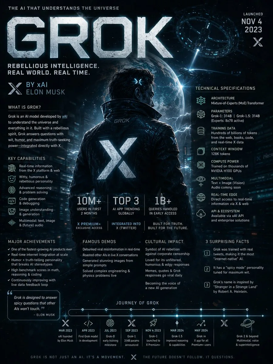 Grok AI Editorial Infographic Poster reference