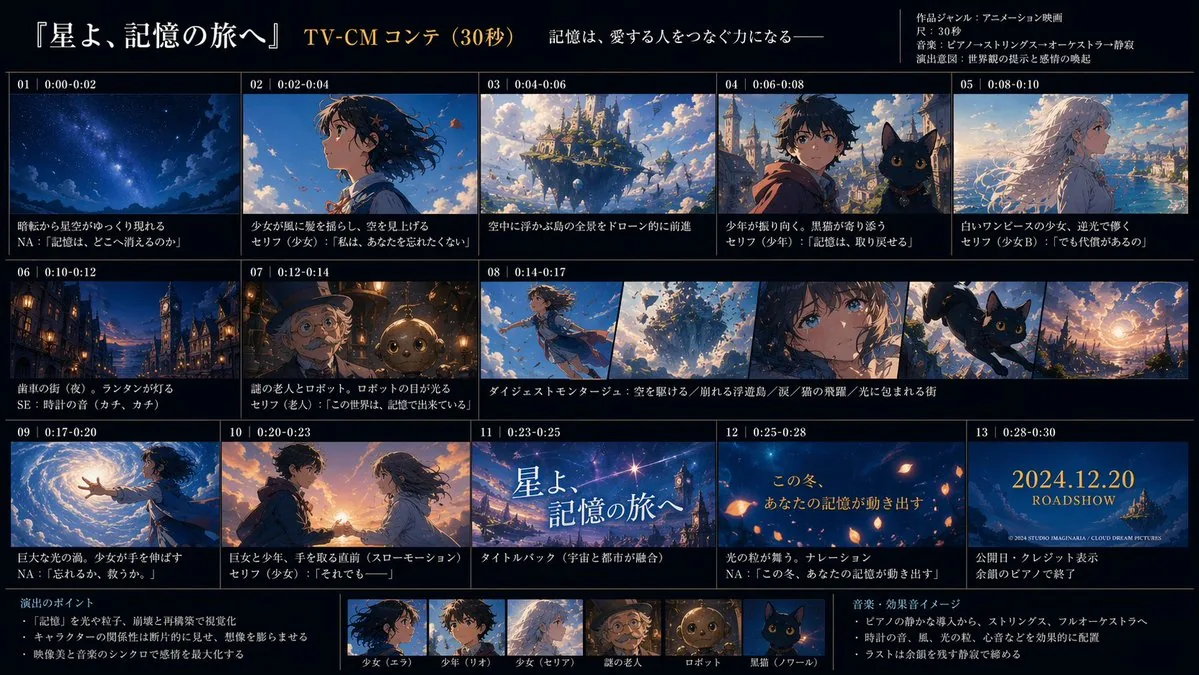 Anime TV CM Storyboard Sheet reference