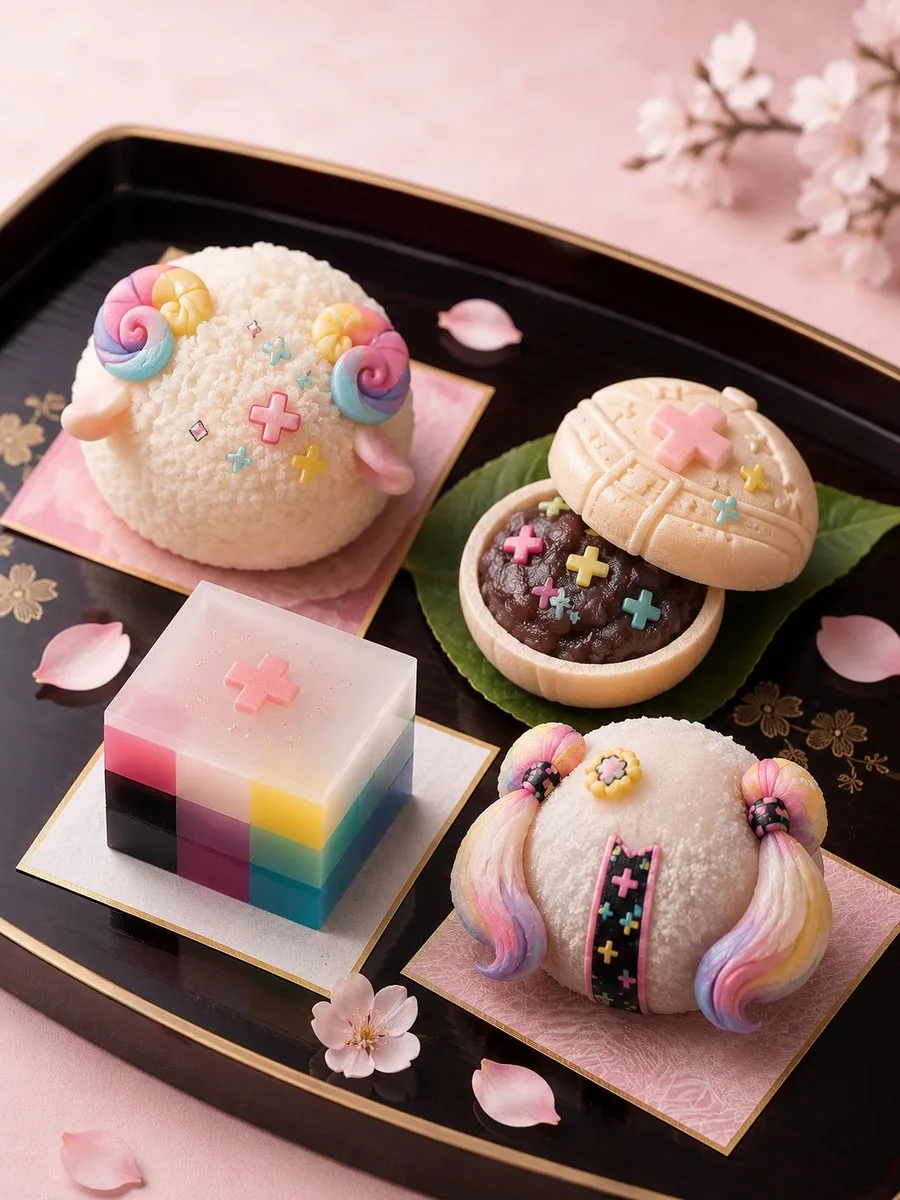 Character-Themed Wagashi Advertising Shot reference