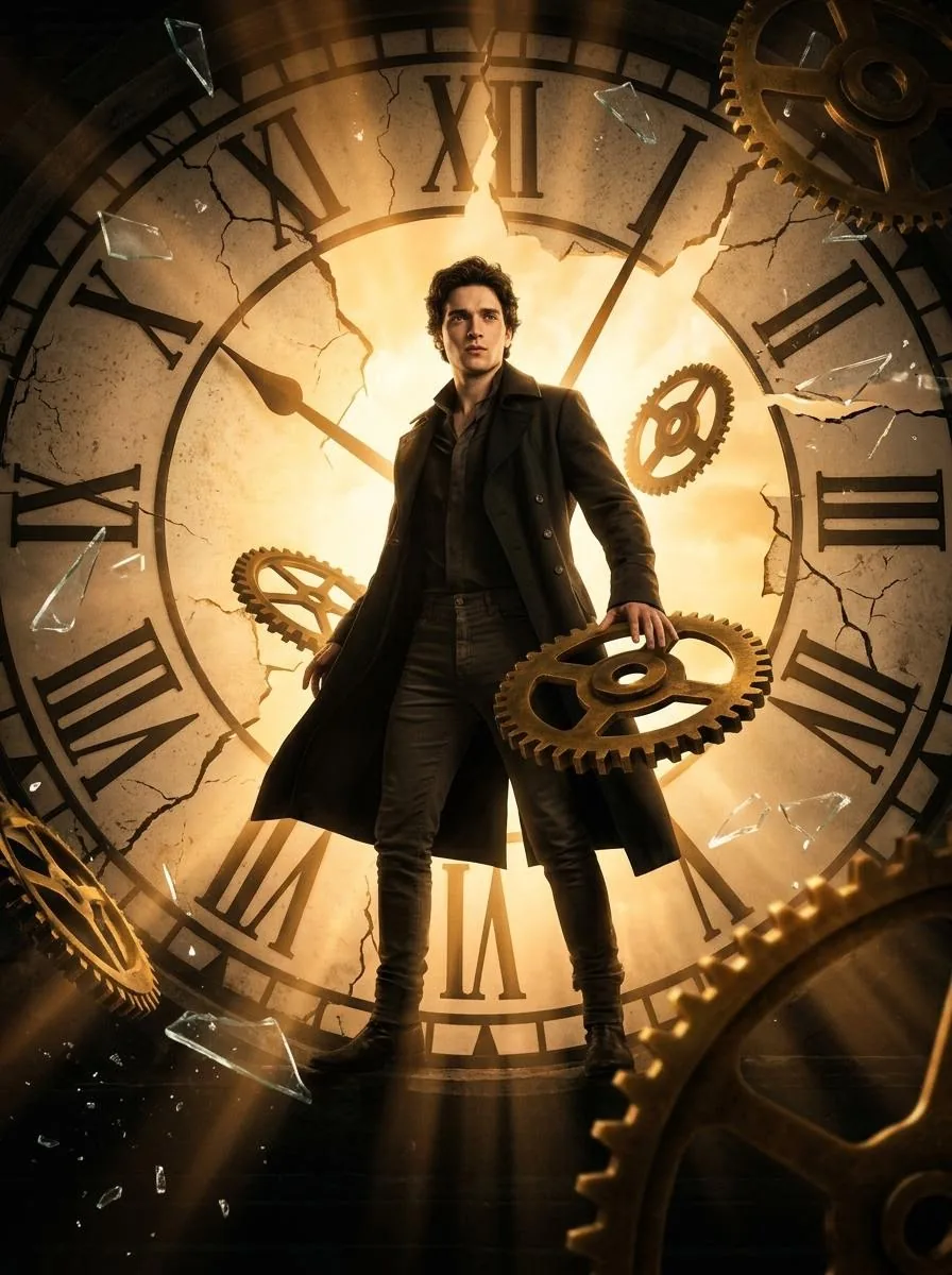 Cinematic Broken Clock Scene Portrait for Nano Banana 2 reference