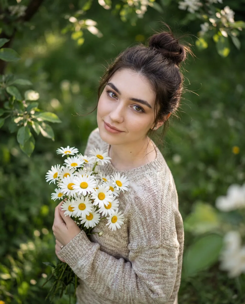 Luxury Editorial Candid Photo in a Garden - Nano Banana Pro AI Prompt for Social Media Post reference