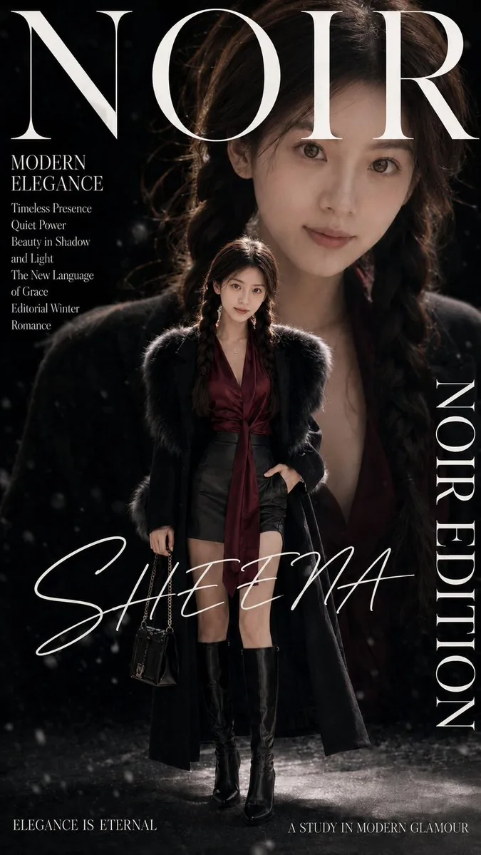 Noir Fashion Editorial Magazine Cover reference