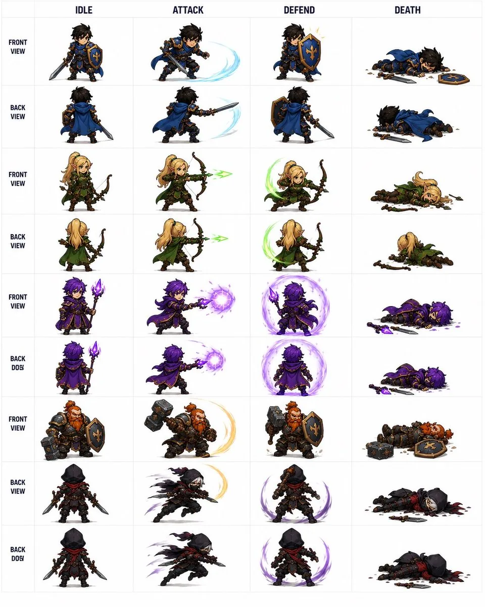 Fantasy Auto-Battler Spritesheet reference