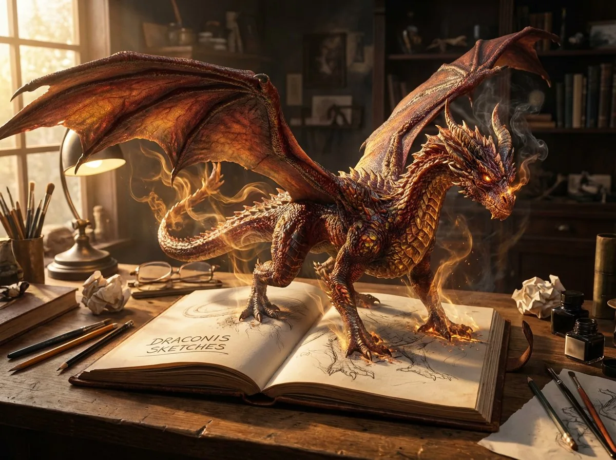 Magical Sketchbook Art Coming to Life - Nano Banana Pro AI Prompt for Social Media Post reference