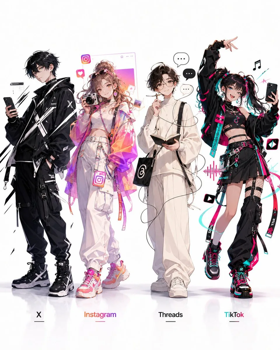 Social Media Anime Fashion Lineup reference