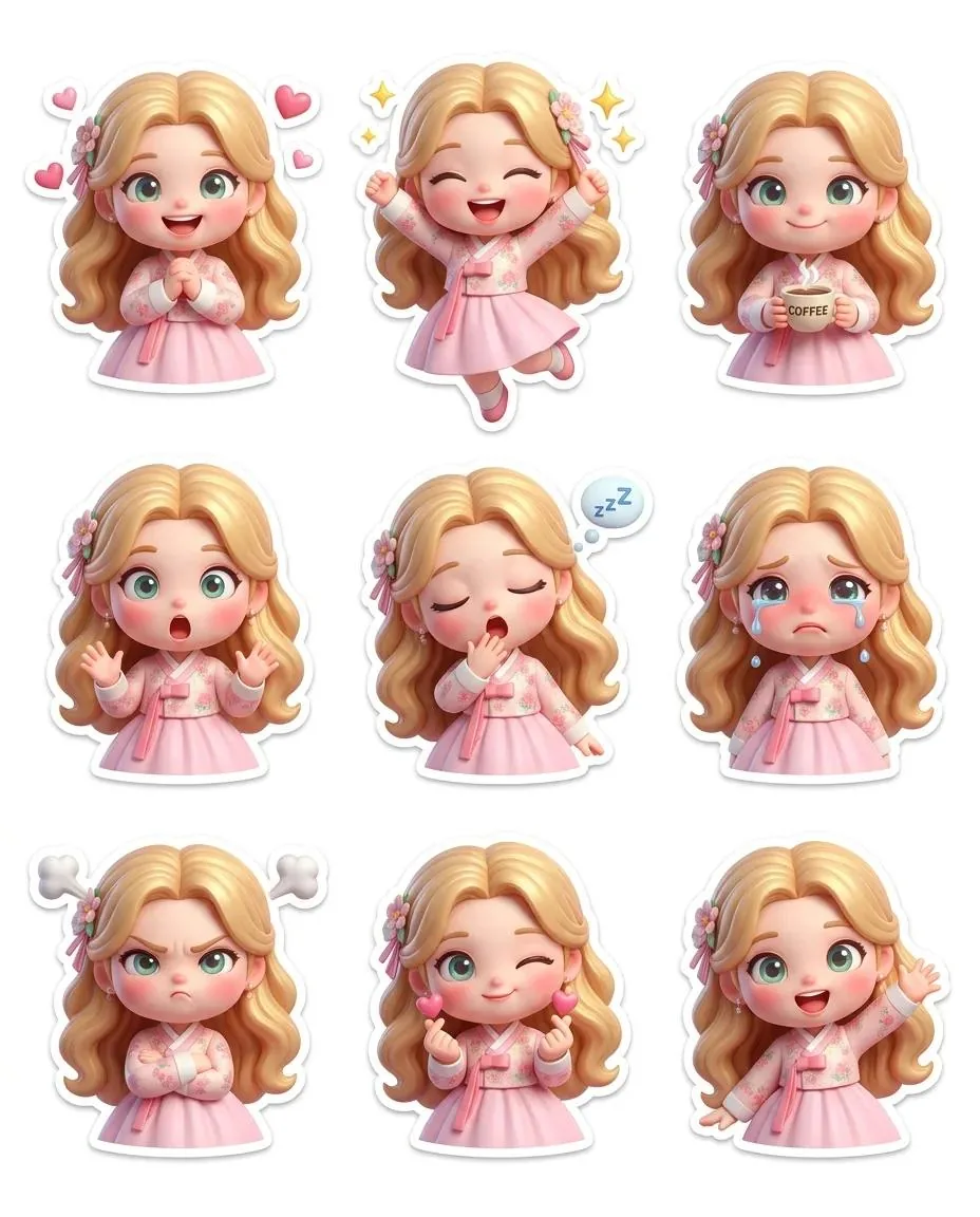 Pixar-Style Chibi Sticker Sheet - Nano Banana Pro AI Prompt for Social Media Post reference