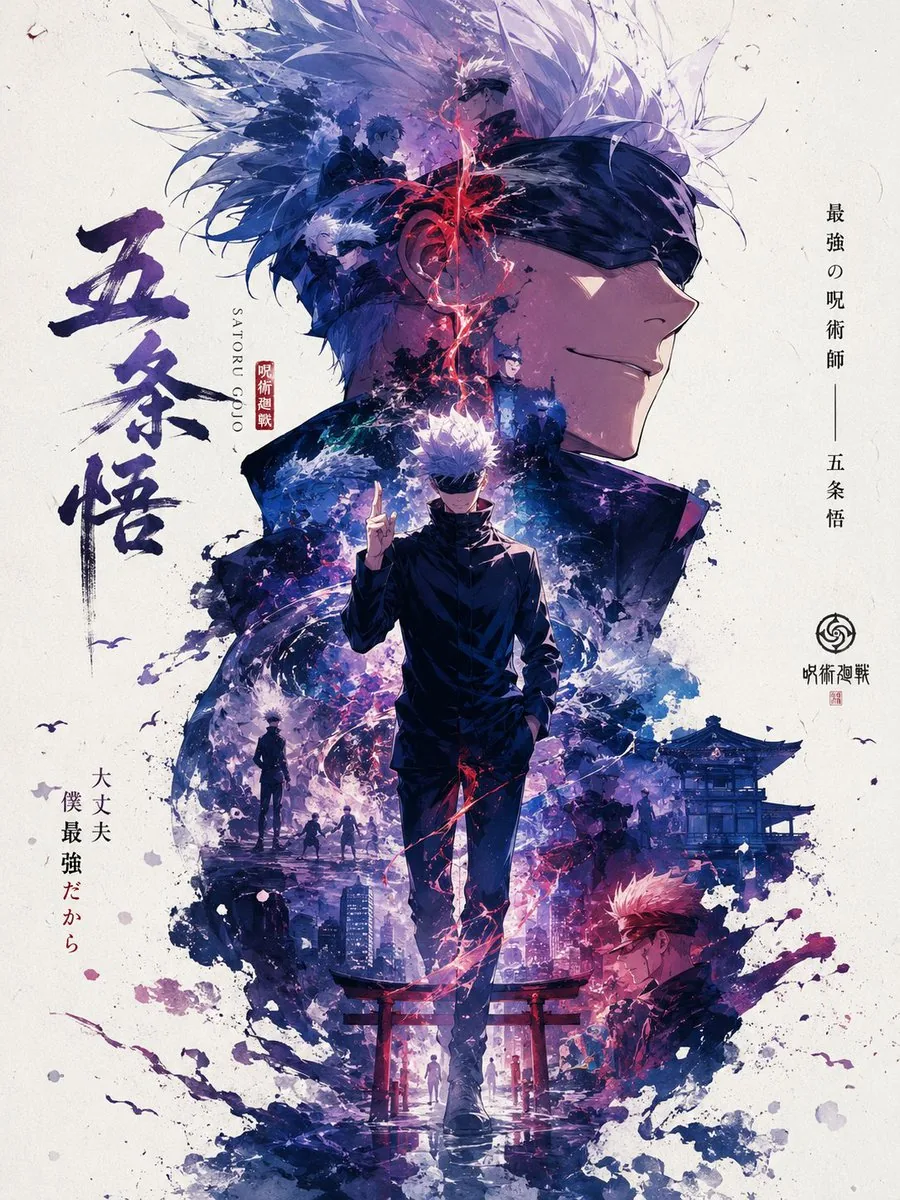 Satoru Gojo Anime Propaganda Poster reference