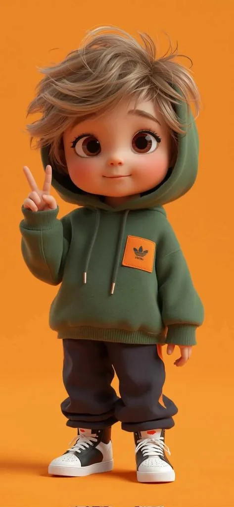 Pixar-Style 3D Chibi Boy Character reference