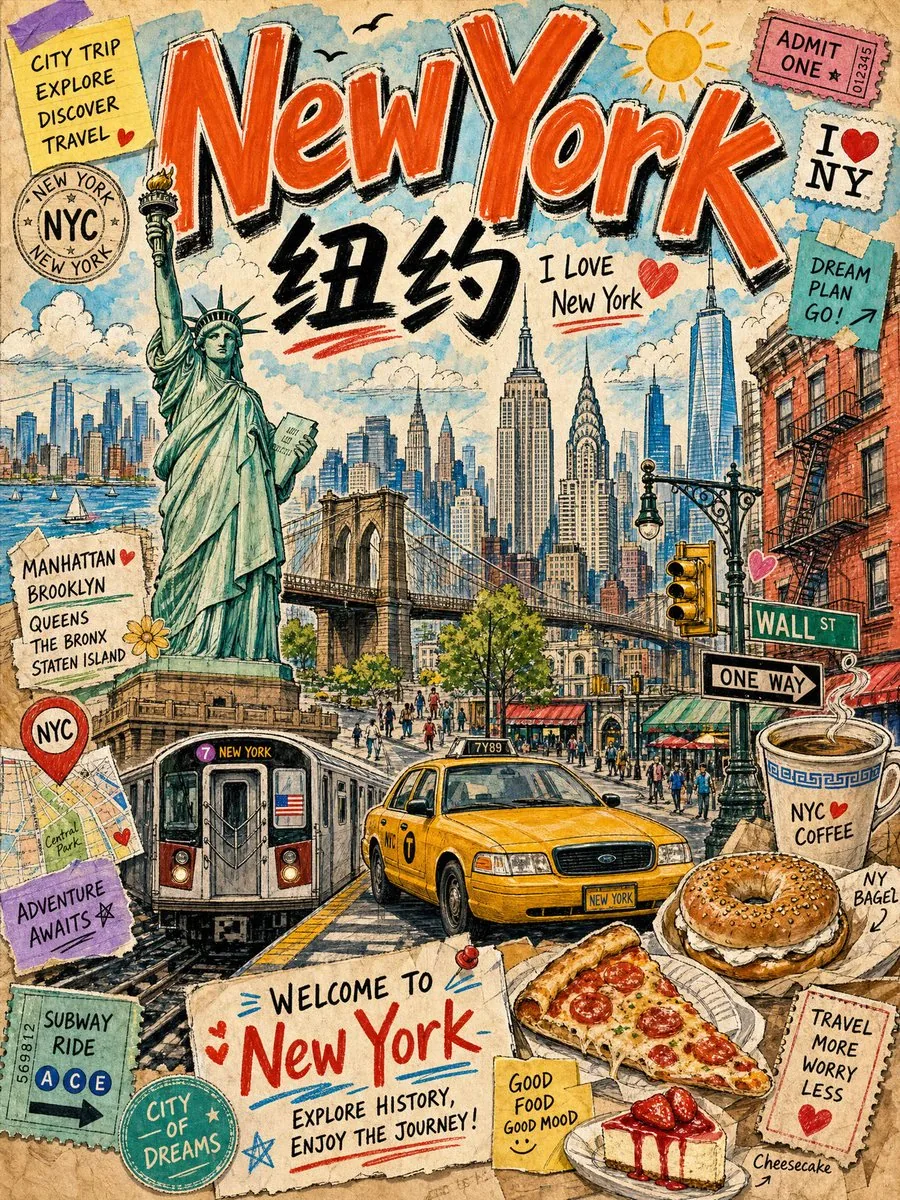 Vintage New York Travel Collage reference