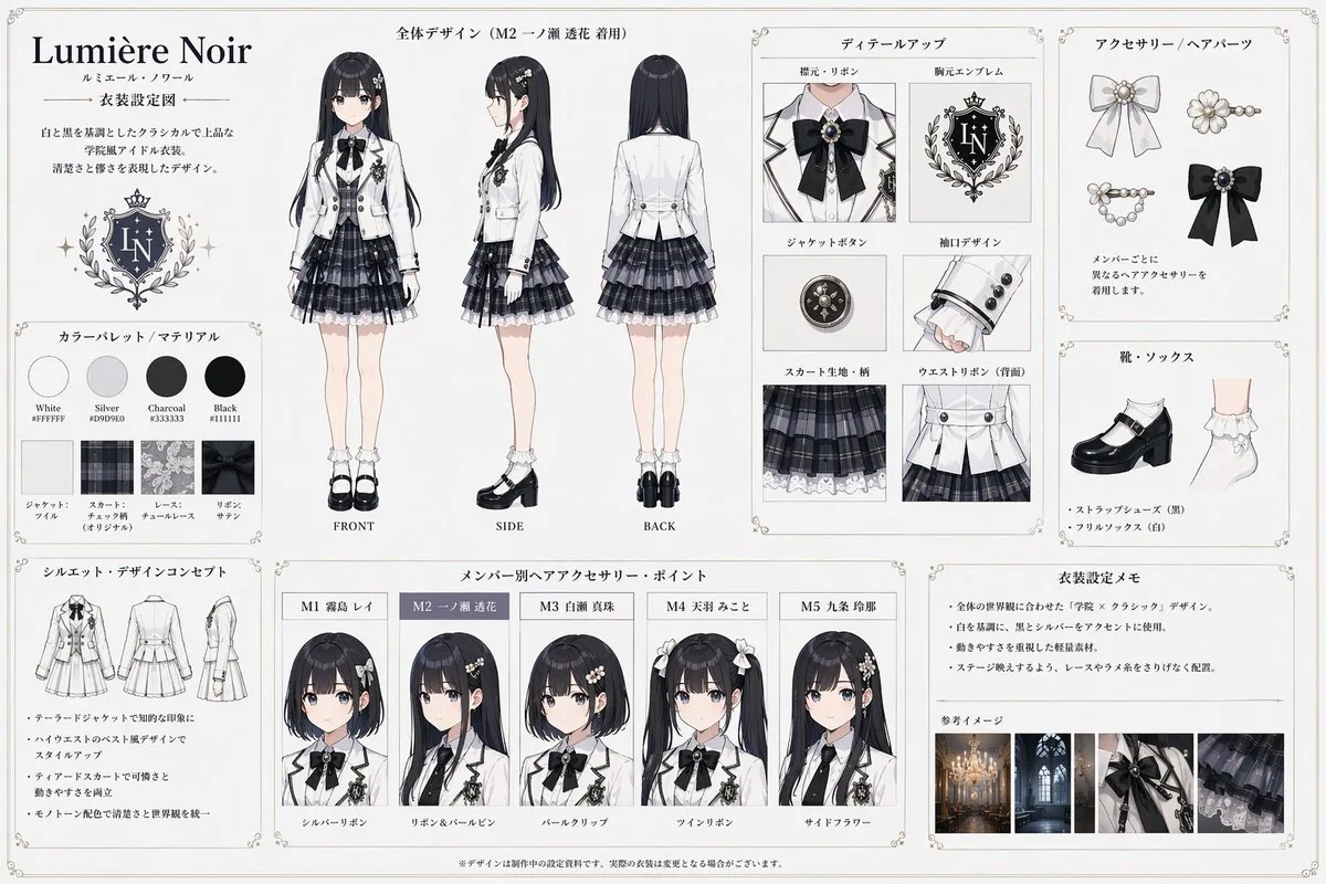 Idol Costume Design Sheet reference