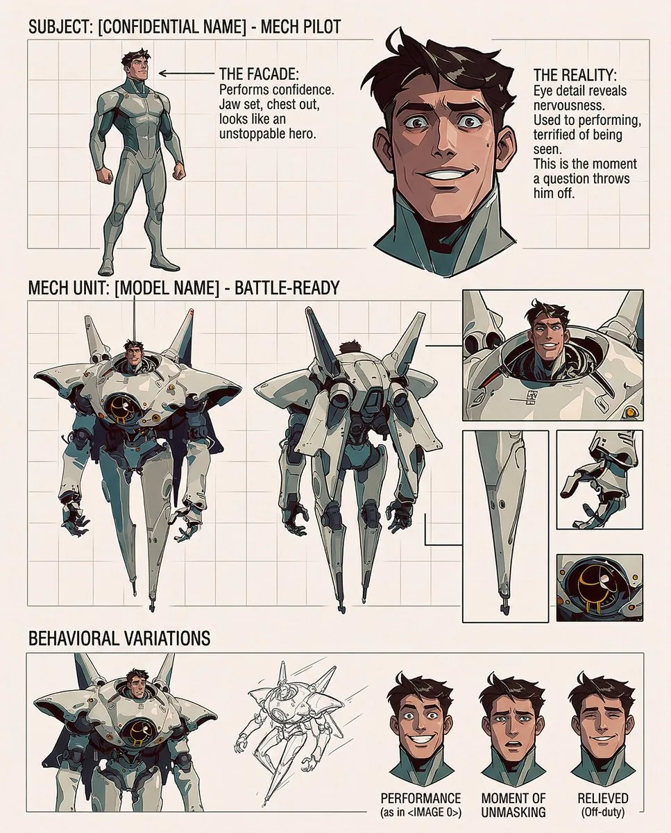 Cartoon Character Design Sheet with Personality reference