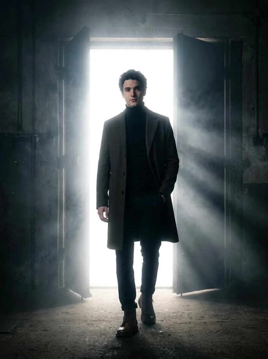 Cinematic Silhouette with Bright Doorway reference