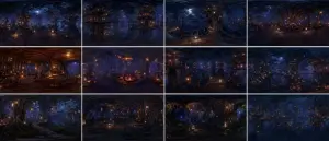 360-Degree Forest World Panorama Grid