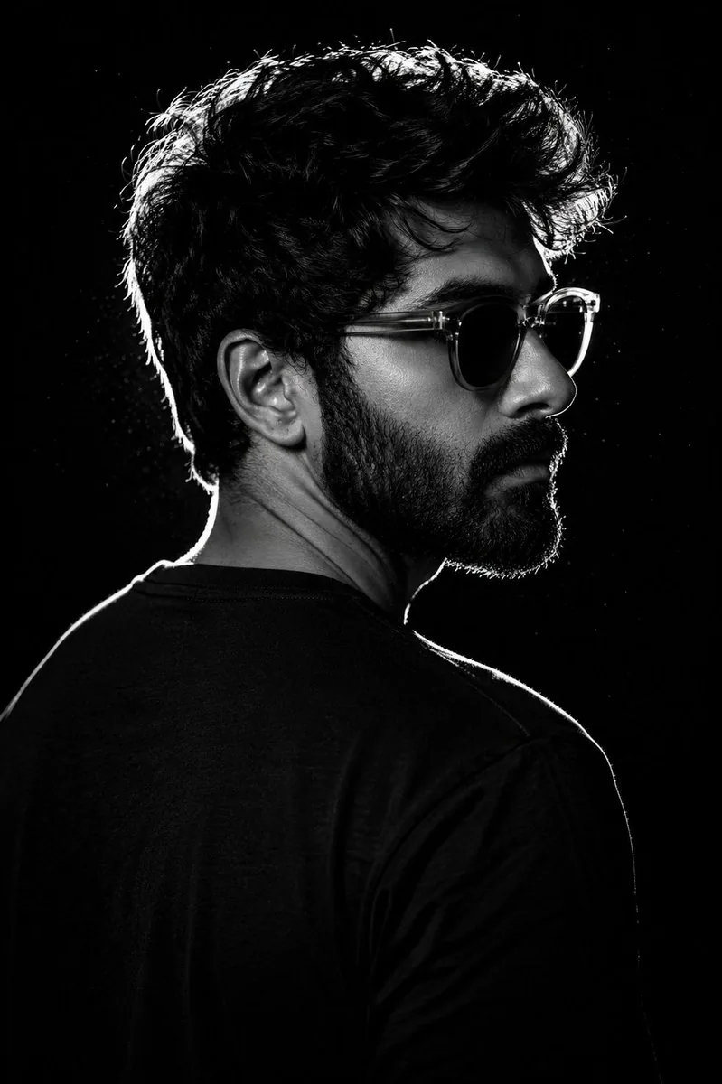 Chiaroscuro Rim-Lit Male Portrait reference