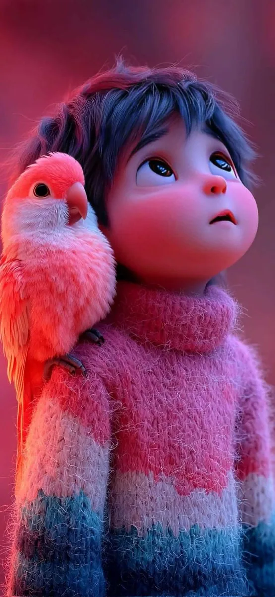 Pixar-Style 3D Animated Child Portrait with Animal reference
