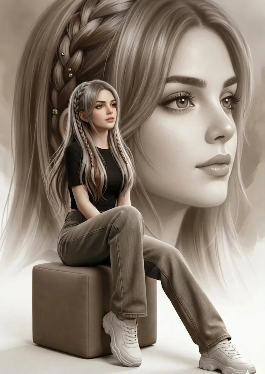 Double Exposure Fashion Portrait reference