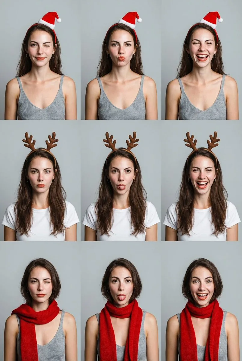 9-Grid Minimalist Christmas Portrait Prompt - Nano Banana Pro AI Prompt for Profile / Avatar reference