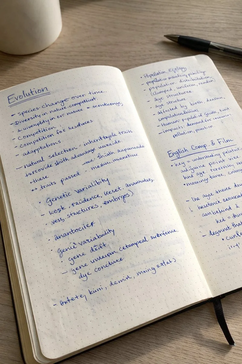 Realistic Handwritten Study Notes reference