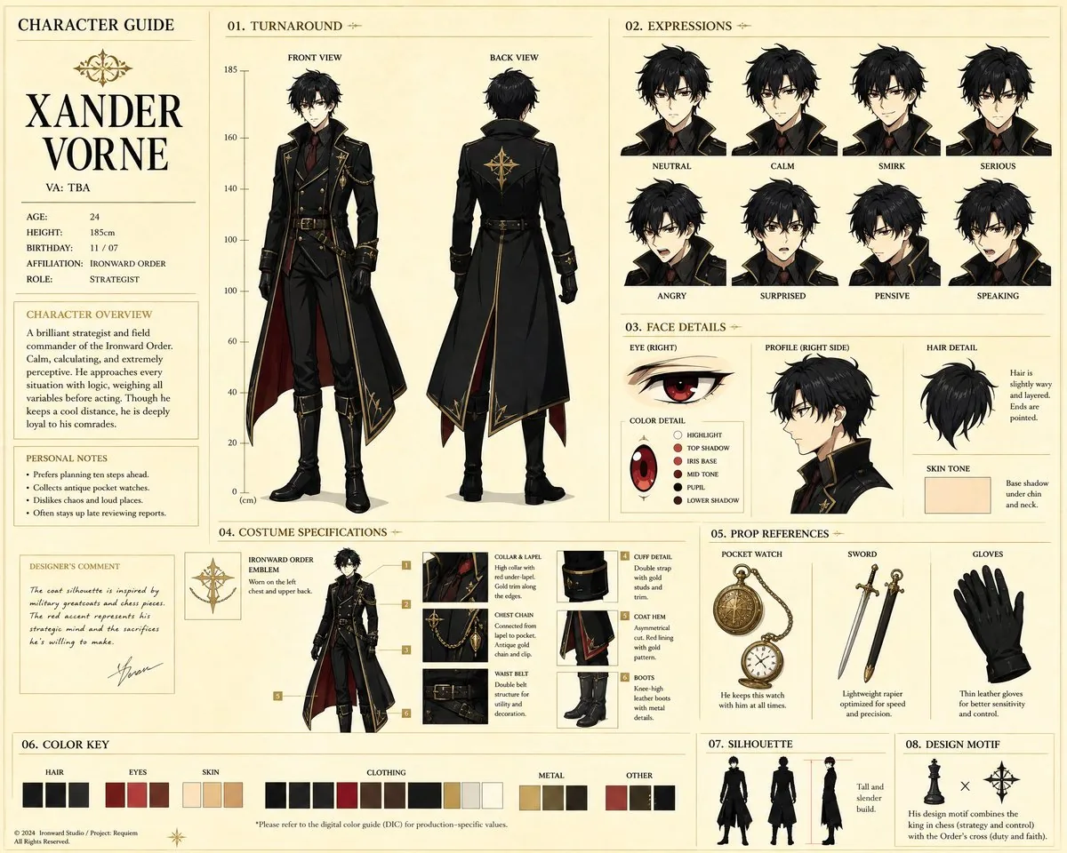 Anime Character Production Guide Sheet