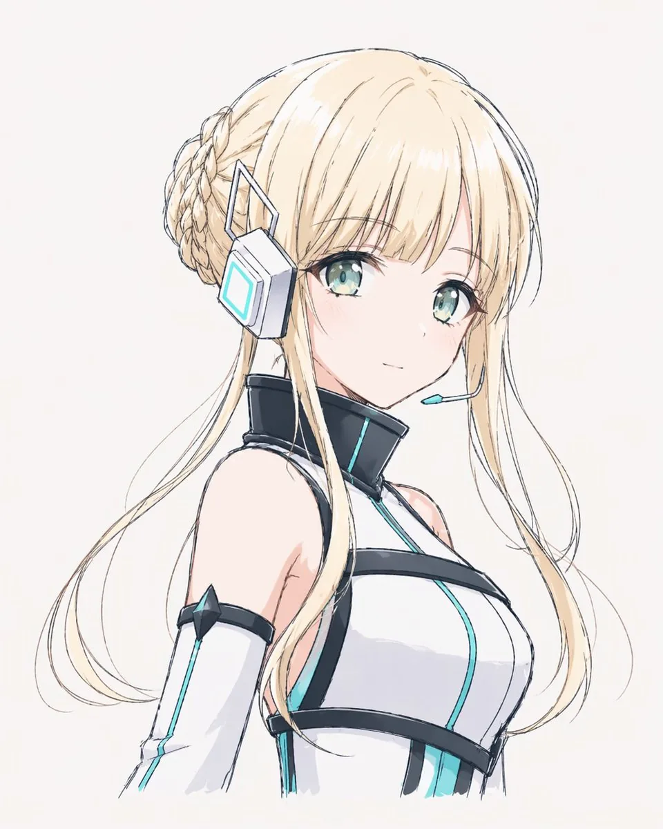 Minimal Futuristic Anime Girl Portrait reference