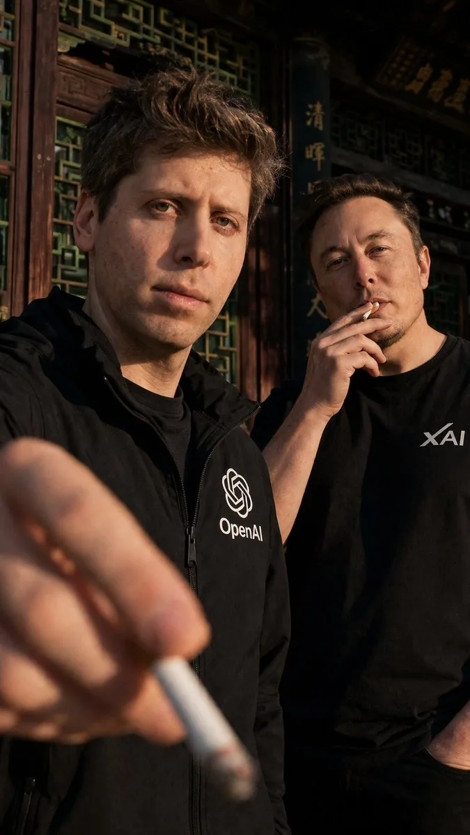Cinematic Tech Leaders Smoking Portrait reference
